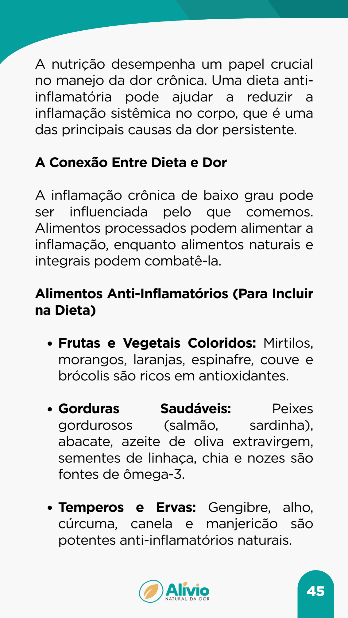Página real do e-book sobre alimentação